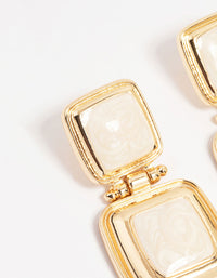 Gold Stone Square Hinge Drop Earrings - link has visual effect only