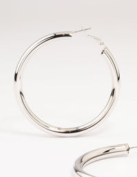 Silver Tube Hoop Earrings - link has visual effect only