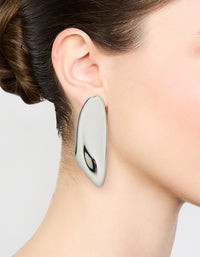 Silver Large Curved Drop Earrings - link has visual effect only