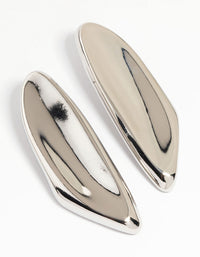 Silver Large Curved Drop Earrings - link has visual effect only