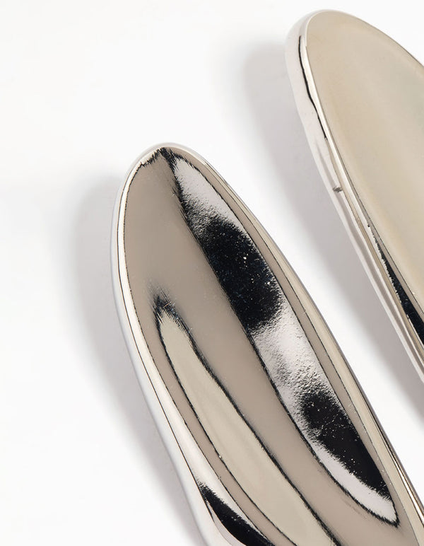 Silver Large Curved Drop Earrings