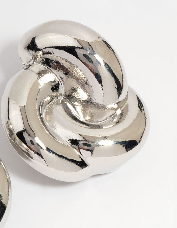 Silver Knotted Stud Earrings