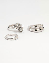 Silver Diamante Pavé & Knotted Stacking Rings 3-Pack - link has visual effect only