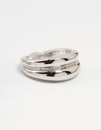 Silver Diamante Pavé & Knotted Stacking Rings 3-Pack - link has visual effect only