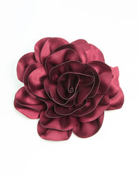 Burgundy Fabric Flower Corsage Extra Large Brooch - link has visual effect only