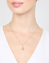 Gold Plated Cubic Zirconia Asymmetrical Butterfly Pendant Necklace - link has visual effect only
