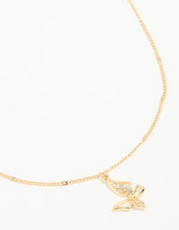 Gold Plated Cubic Zirconia Asymmetrical Butterfly Pendant Necklace - link has visual effect only