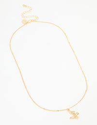 Gold Plated Cubic Zirconia Asymmetrical Butterfly Pendant Necklace - link has visual effect only