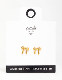 Waterproof Gold Plated Stainless Steel Enamel Bow Stud Earrings - link has visual effect only