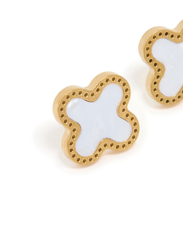 Waterproof Gold Plated Stainless Steel Enamel Flower Stud Earrings