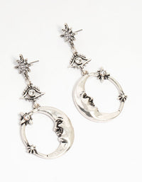 Silver Moon Celestial Drop Earrings - link has visual effect only