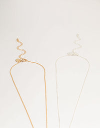 Mixed Metal Cutout Star Pendant Necklaces 2-Pack - link has visual effect only