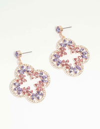 Rose Gold Diamante Flower Drop Earrings - link has visual effect only