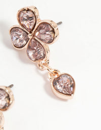 Rose Gold Pink Diamante Flower Drop Earrings - link has visual effect only