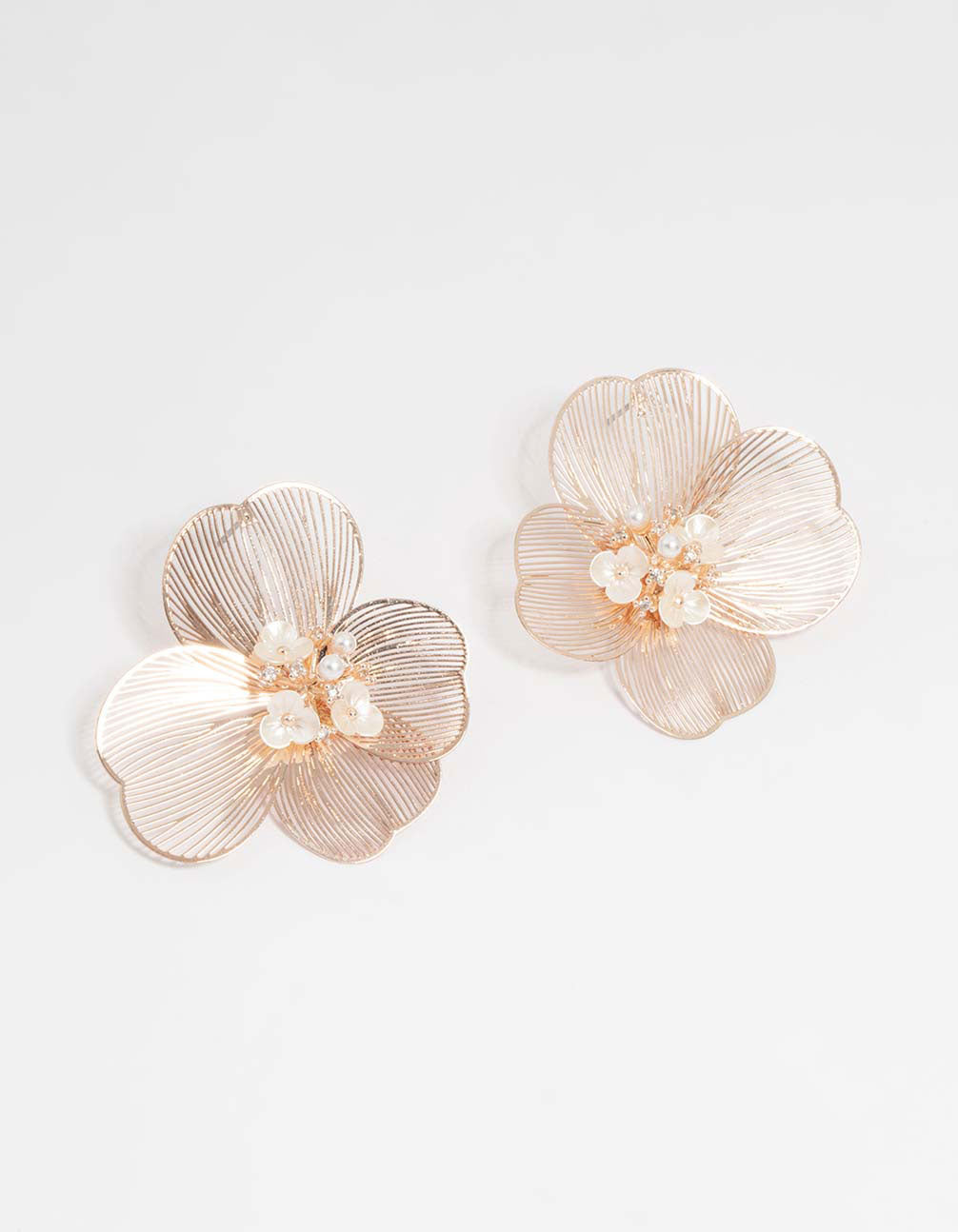 Rose Gold Statement Flower Stud Earrings