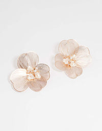 Rose Gold Statement Flower Stud Earrings - link has visual effect only