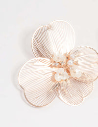 Rose Gold Statement Flower Stud Earrings - link has visual effect only