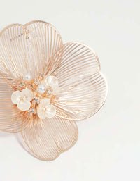 Rose Gold Statement Flower Stud Earrings - link has visual effect only