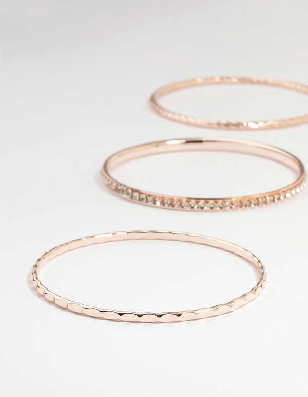 Rose Gold Textured Bangles 8-Pack