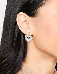 Silver Puffy Heart Huggie Earrings - link has visual effect only