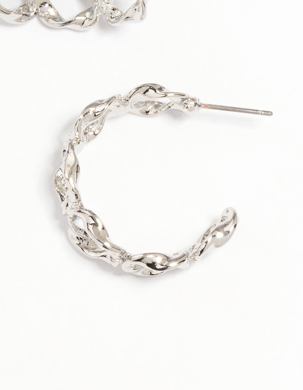 Silver Circle Twist Hoop Earrings