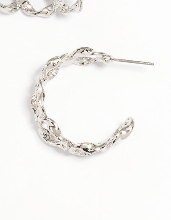 Silver Circle Twist Hoop Earrings