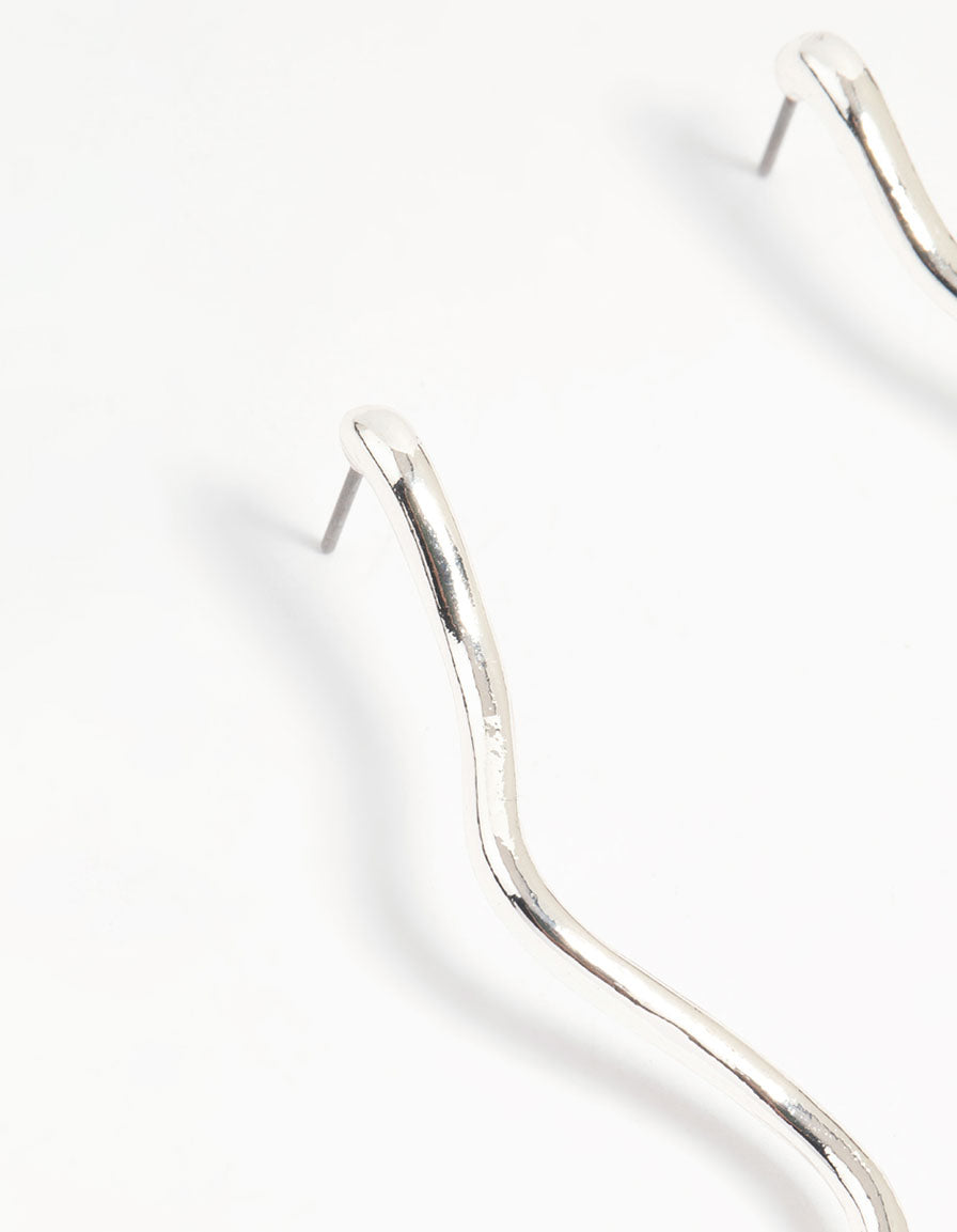 Silver Squiggle Snake Drop Earrings