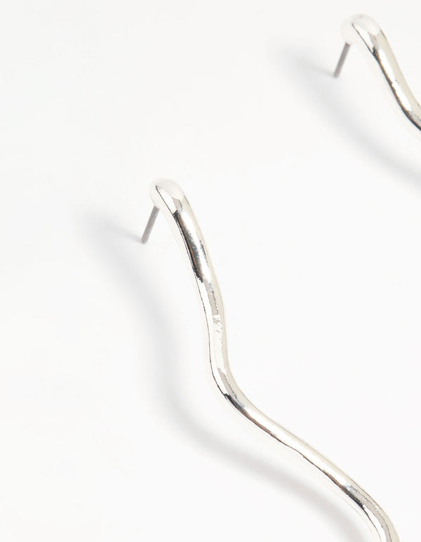 Silver Squiggle Snake Drop Earrings
