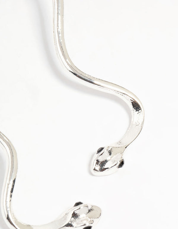 Silver Squiggle Snake Drop Earrings