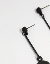 Silver Black Coated Metal Face Drop Earrings - link has visual effect only
