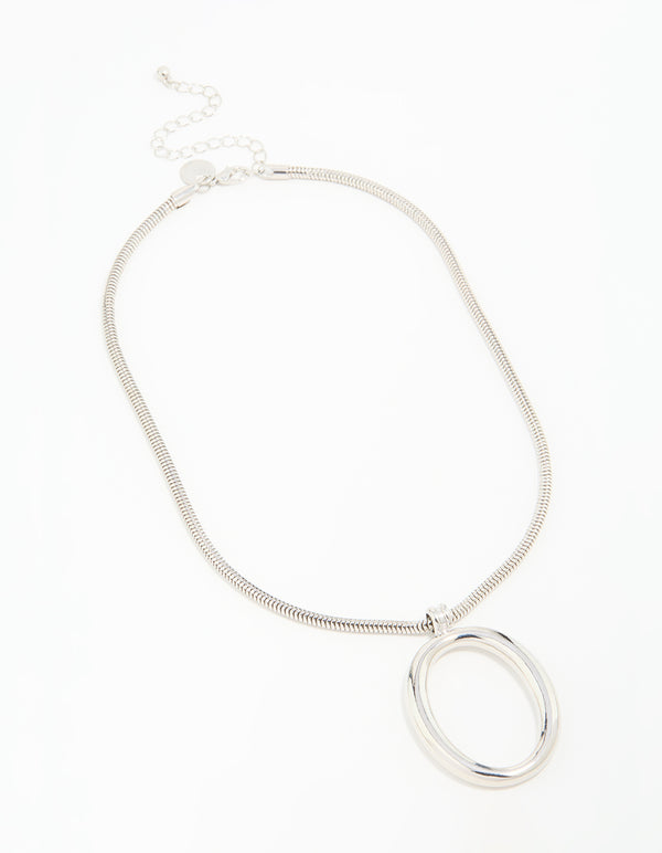 Silver Circle Large Pendant Necklace