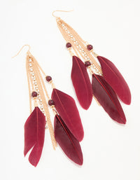 Gold Feather Chain Drop Earrings - link has visual effect only