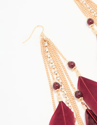 Gold Feather Chain Drop Earrings - link has visual effect only