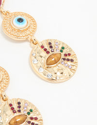 Gold Heart & Evil Eye Drop Earrings - link has visual effect only