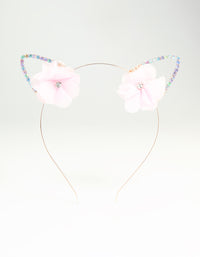 Kids Rose Gold Flower Cat Ear Headband - link has visual effect only