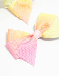 Kids Pink & Yellow Ombre Fabric Bow Hair Clips 2-Pack - link has visual effect only