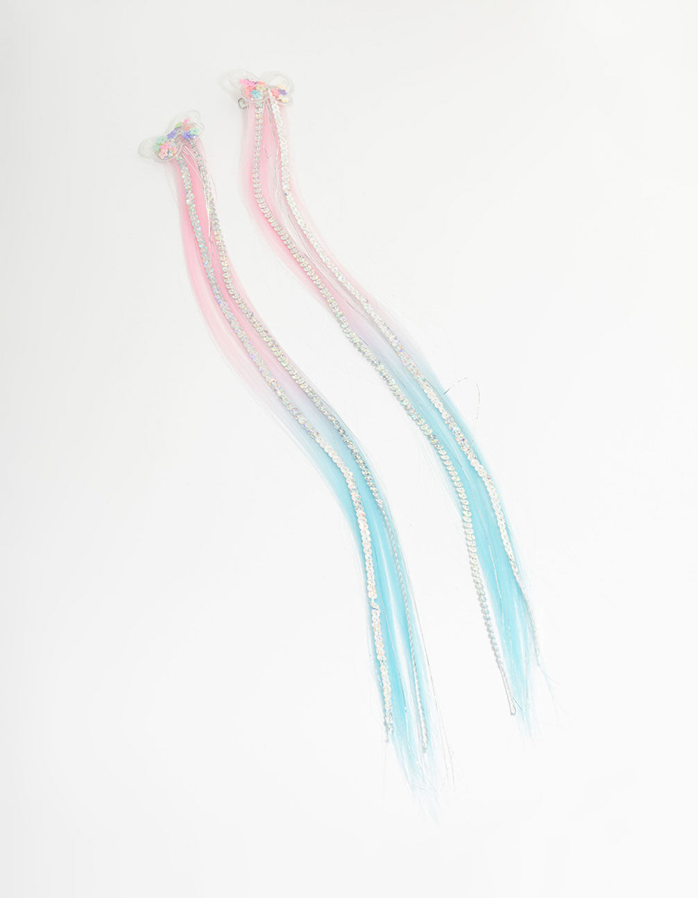 Kids Pink & Blue Faux Hair Butterfly Shaker Clips 2-Pack