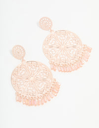 Rose Gold Laser Cut Circle Drop Earrings - link has visual effect only