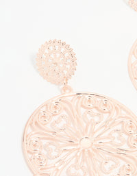 Rose Gold Laser Cut Circle Drop Earrings - link has visual effect only