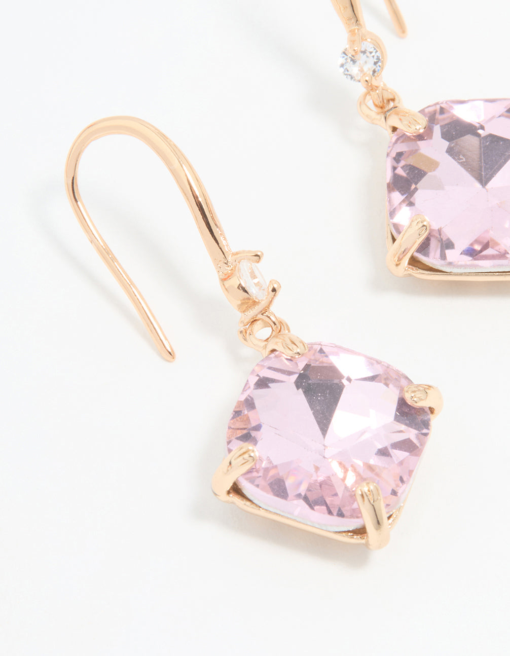 Rose Gold Pink Stone Drop Earrings