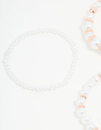 Rose Gold Pearl Stretch Bracelets 3-Pack - link has visual effect only