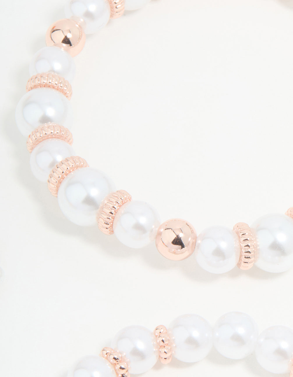 Rose Gold Pearl Stretch Bracelets 3-Pack
