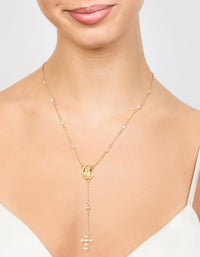 Gold Plated Cubic Zirconia Cross Y-Necklace - link has visual effect only