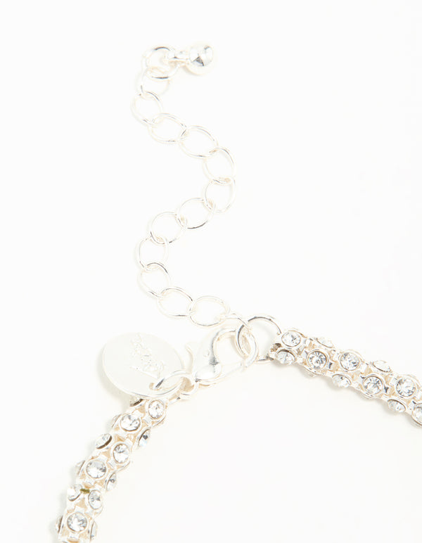 Silver Plated Diamante Fireball Bracelet