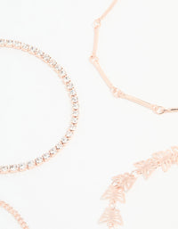 Rose Gold Butterfly & Chain Bracelets 4-Pack - link has visual effect only