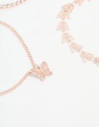 Rose Gold Butterfly & Chain Bracelets 4-Pack - link has visual effect only