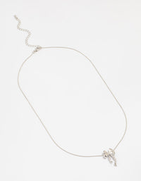 Silver Bow Twirl Pendant Necklace - link has visual effect only
