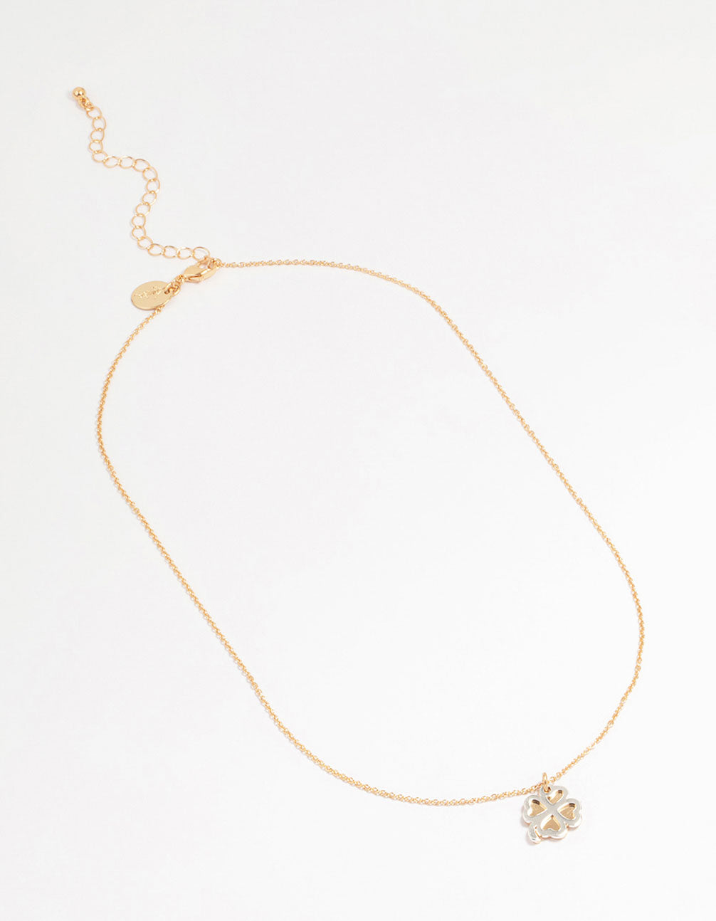 Gold Double Clover Pendant Necklace