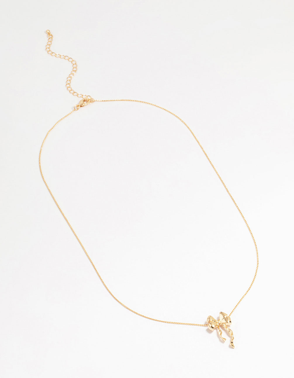 Gold Bow Twirl Pendant Necklace