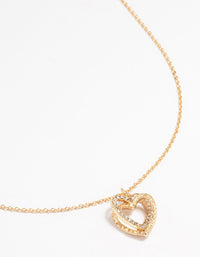 Gold Twisted Heart Pendant Necklace - link has visual effect only